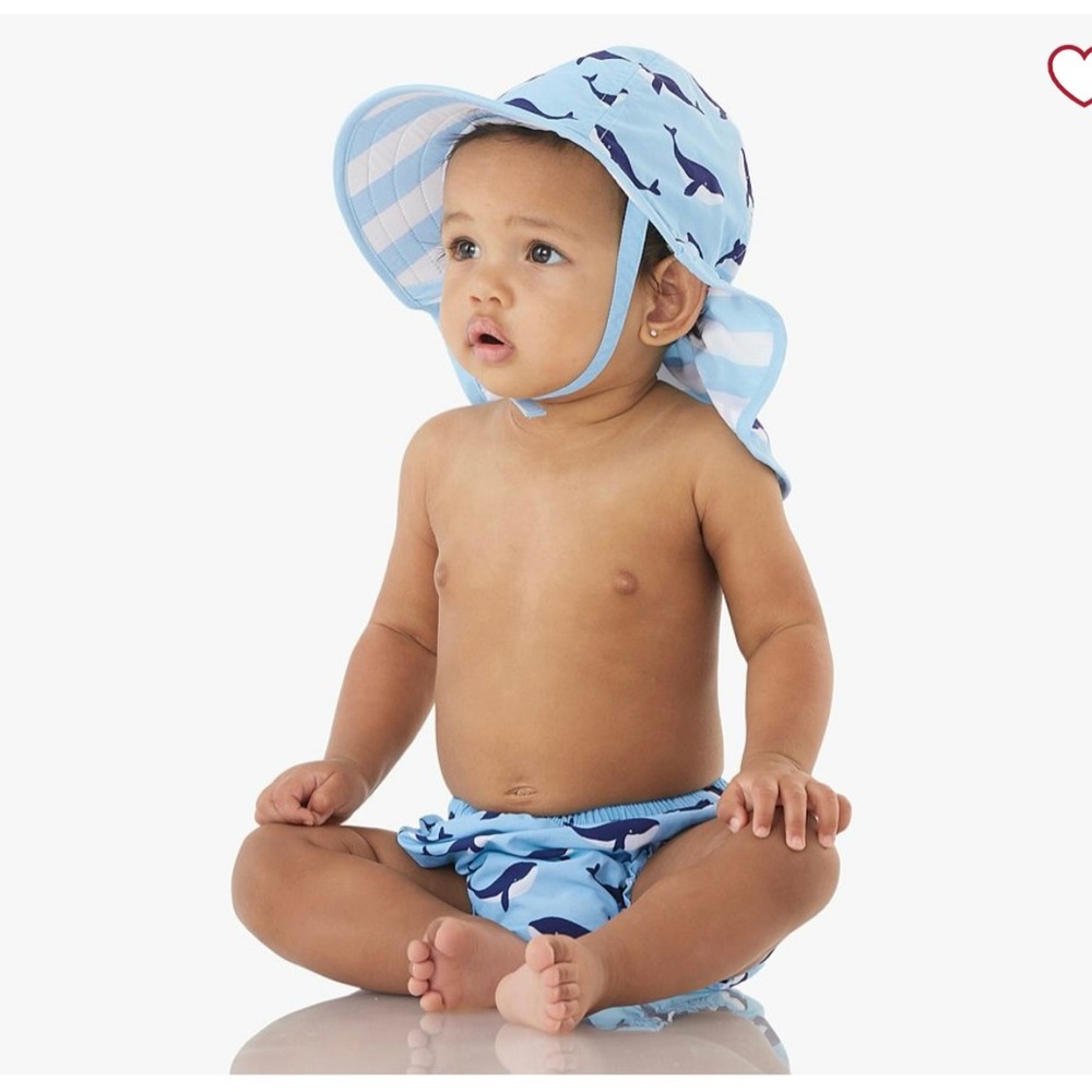 Pottery Barn Kids Light Blue Whale Hat and Shorts Set water